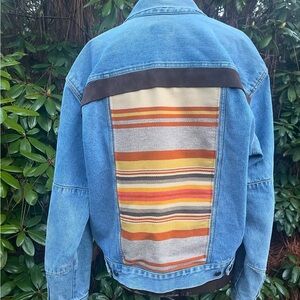 Vntg Calvin Klein denim jacket with Pendleton back panel